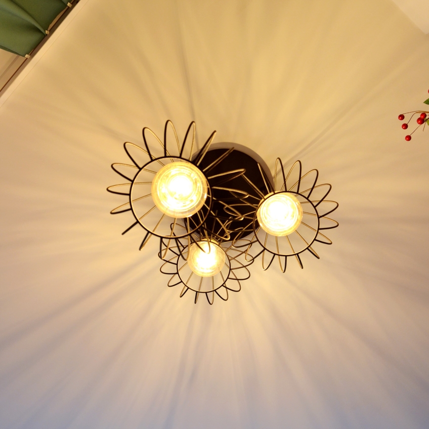 LED Pakabinamas sietynas MERCURE 3xE27/15W/230V ø 50 cm juoda