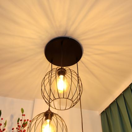 LED Pakabinamas sietynas MERCURE 3xE27/15W/230V ø 50 cm juoda