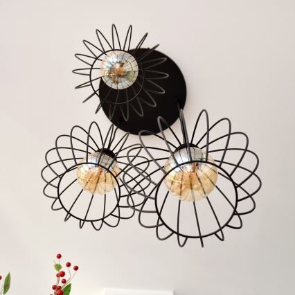 LED Pakabinamas sietynas MERCURE 3xE27/15W/230V ø 50 cm juoda