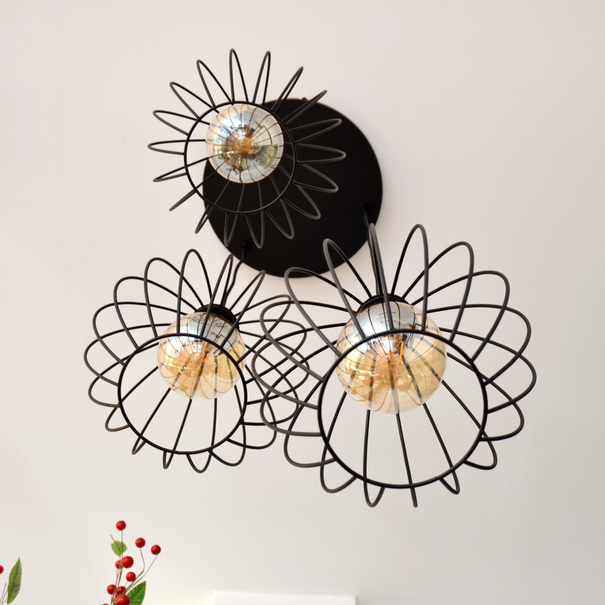 LED Pakabinamas sietynas MERCURE 3xE27/15W/230V ø 50 cm juoda