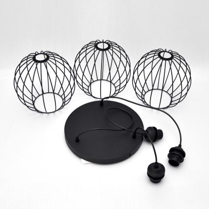 LED Pakabinamas sietynas MERCURE 3xE27/15W/230V ø 50 cm juoda