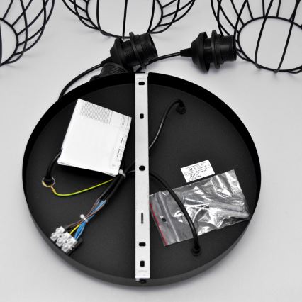 LED Pakabinamas sietynas MERCURE 3xE27/15W/230V ø 50 cm juoda