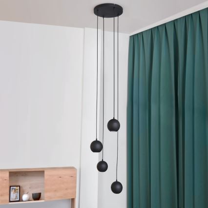 LED Pakabinamas sietynas MIDWAY 4xGU10/4,8W/230V juoda