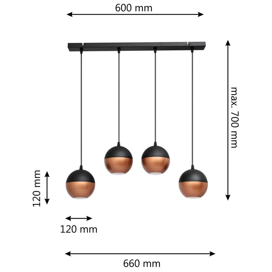 LED Pakabinamas sietynas MIDWAY 4xGU10/4,8W/230V juoda/varis