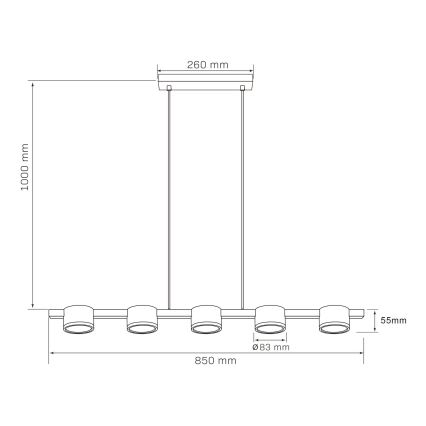 LED Pakabinamas sietynas MIRELLA 5xGX53/6W/230V juoda
