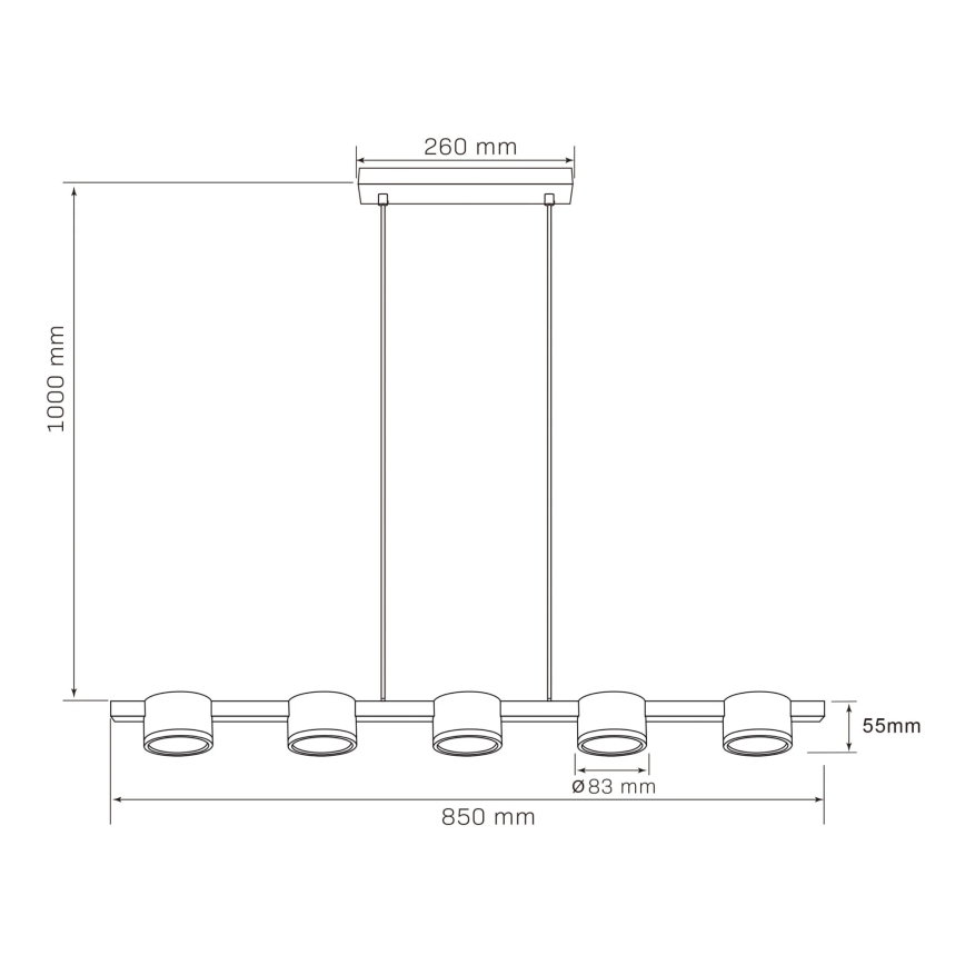 LED Pakabinamas sietynas MIRELLA 5xGX53/6W/230V juoda