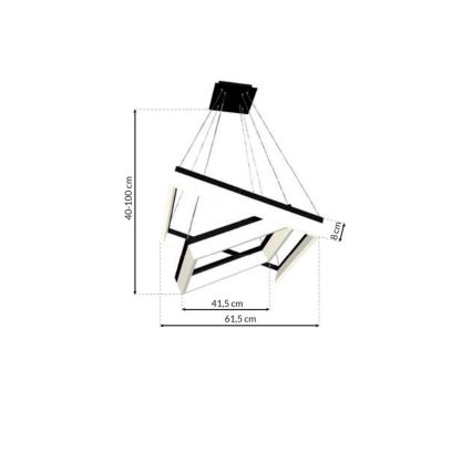 LED Pakabinamas sietynas NERO 2xLED/80W/230V