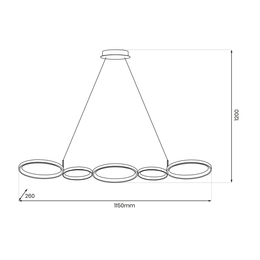 LED Pakabinamas sietynas OLYMPIA 5xLED/10W/230V pilka