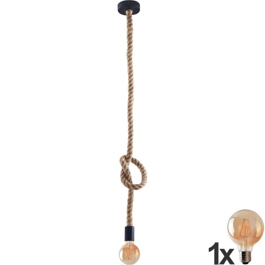 LED Pakabinamas sietynas ROPE 1xE27/8W/230V