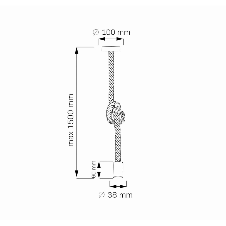 LED Pakabinamas sietynas ROPE 1xE27/8W/230V