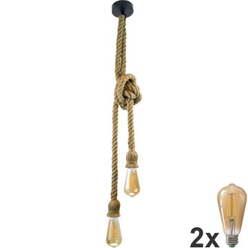 LED Pakabinamas sietynas ROPE 2xE27/10W/230V