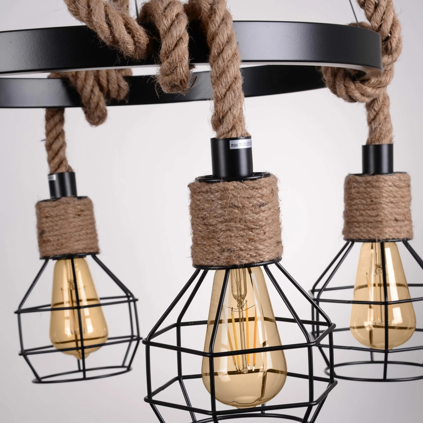 LED Pakabinamas sietynas ROPE ALEGRA 4xE27/10W/230V
