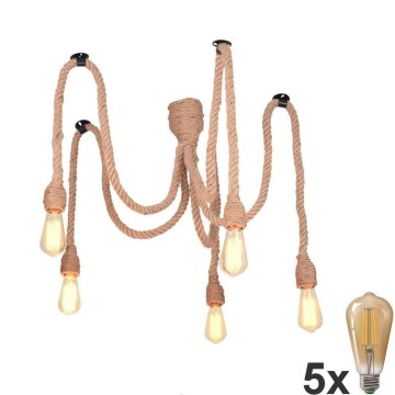 LED Pakabinamas sietynas ROPE CASA 5xE27/10W/230V voras