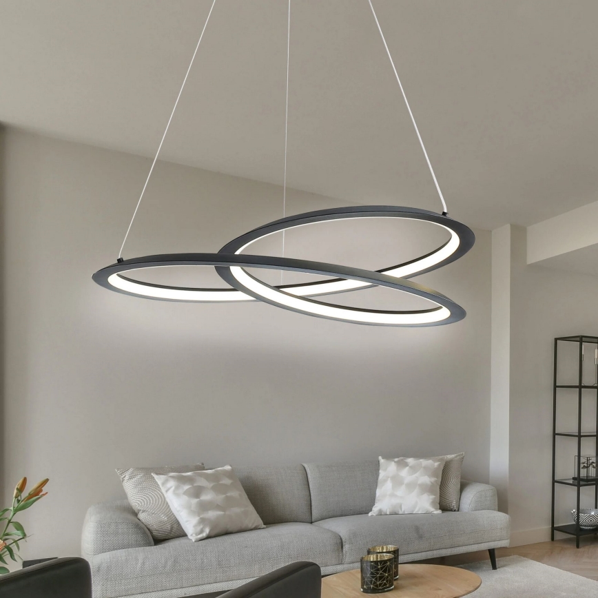 LED Pakabinamas sietynas TANGO LED/44W/230V 4000K diametras 60 cm juoda