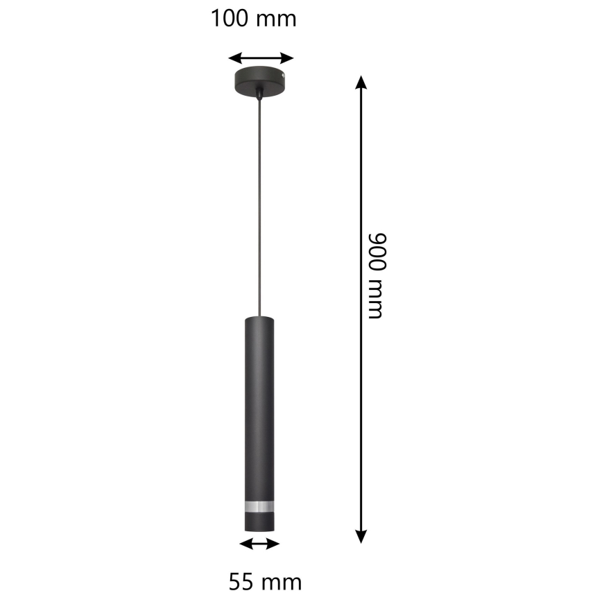 LED Pakabinamas sietynas TUBA 1xGU10/4,8W/230V juoda/blizgus chromas