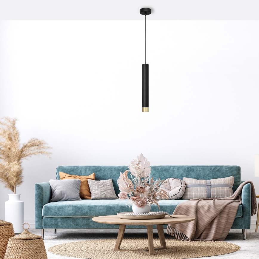 LED Pakabinamas sietynas TUBA 1xGU10/4,8W/230V juodas/aukso