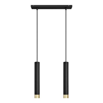 LED Pakabinamas sietynas TUBA 2xGU10/4,8W/230V juodas/aukso