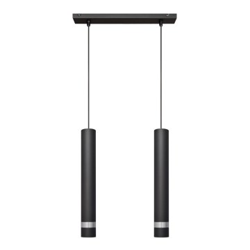 LED Pakabinamas sietynas TUBA 2xGU10/4,8W/230V juodas/matinis chromas