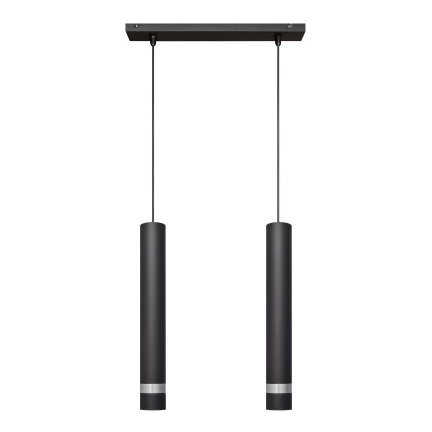 LED Pakabinamas sietynas TUBA 2xGU10/4,8W/230V juodas/matinis chromas