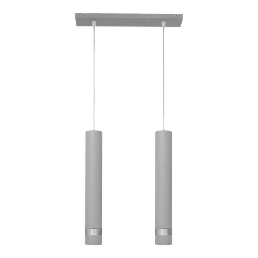 LED Pakabinamas sietynas TUBA 2xGU10/4,8W/230V pilkas/matinis chromas