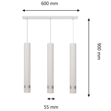 LED Pakabinamas sietynas TUBA 3xGU10/4,8W/230V baltas/matinis chromas
