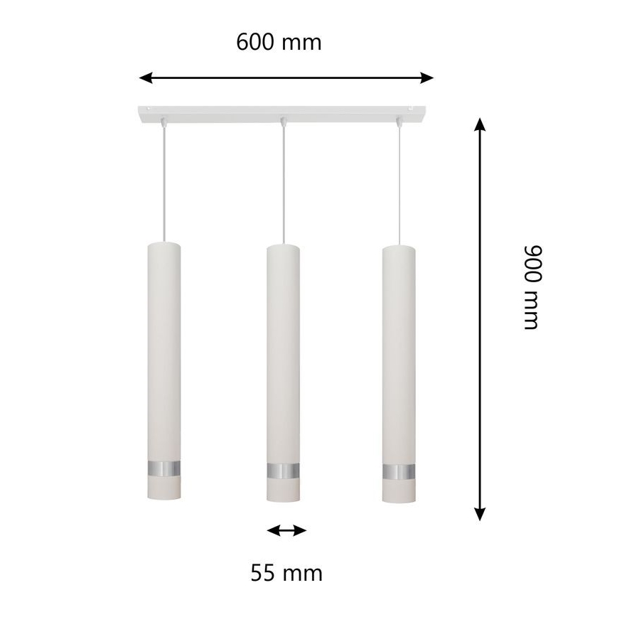LED Pakabinamas sietynas TUBA 3xGU10/4,8W/230V baltas/matinis chromas
