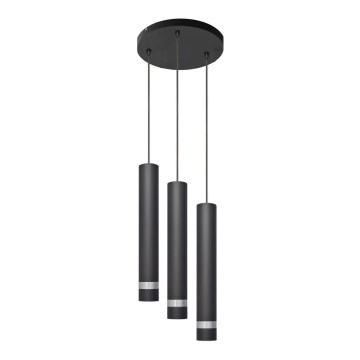 LED Pakabinamas sietynas TUBA 3xGU10/4,8W/230V juoda/blizgus chromas