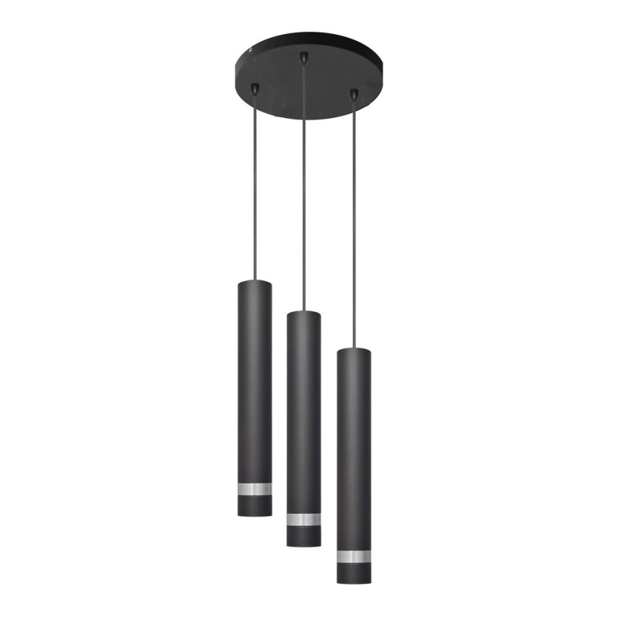 LED Pakabinamas sietynas TUBA 3xGU10/4,8W/230V juoda/blizgus chromas