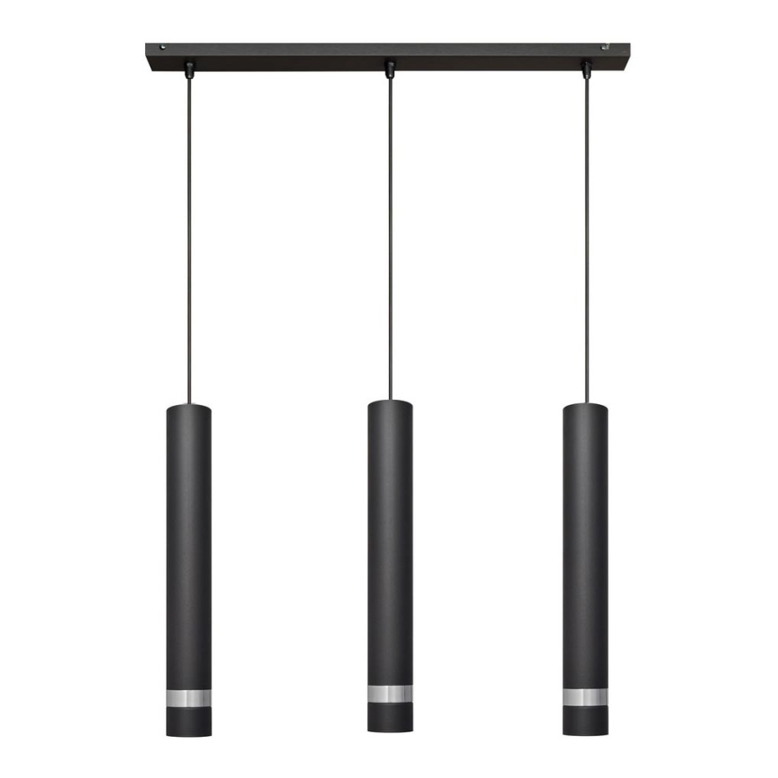 LED Pakabinamas sietynas TUBA 3xGU10/4,8W/230V juoda/blizgus chromas