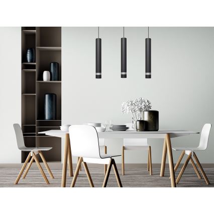 LED Pakabinamas sietynas TUBA 3xGU10/4,8W/230V juoda/blizgus chromas