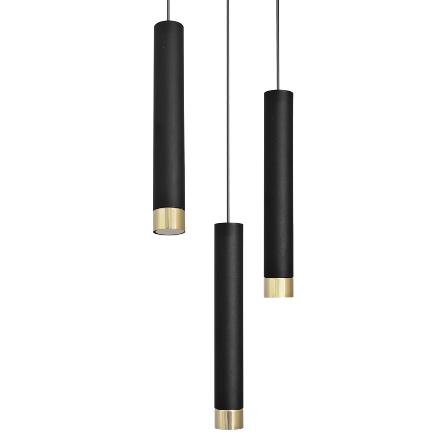 LED Pakabinamas sietynas TUBA 3xGU10/6,5W/230V juodas/aukso