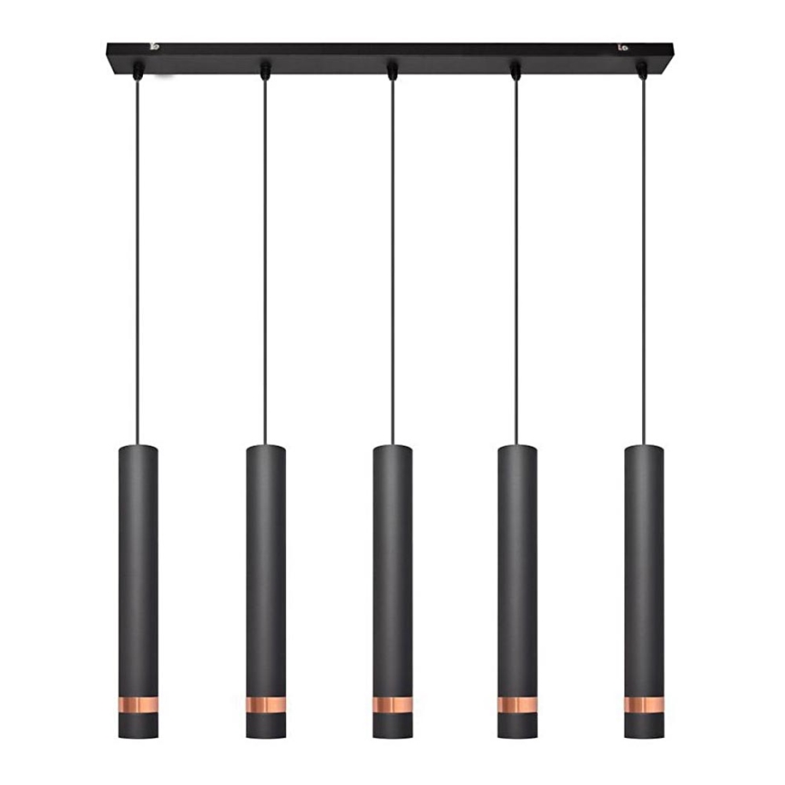 LED Pakabinamas sietynas TUBA 5xGU10/6,5W/230V juodas/varis