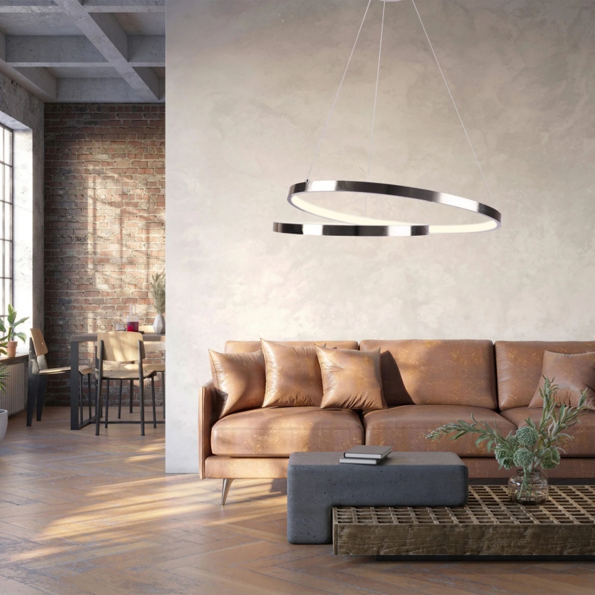 LED Pakabinamas sietynas ZEFIRA LED/40W/230V 4000K diametras 50 cm blizgus chromas