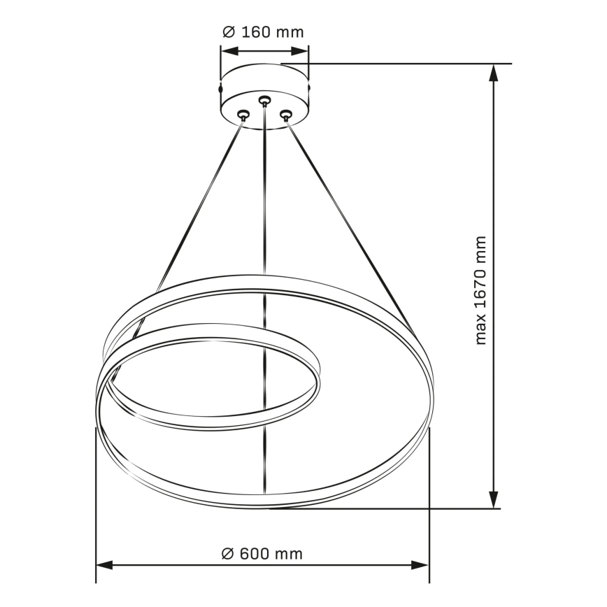 LED Pakabinamas sietynas ZEFIRA LED/52W/230V 4000K diametras 60 cm antracitas