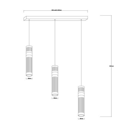 LED pakabinamas šviestuvas AMBIENTE ant laido 3xLED/6W/230V 3000/4000/6000K juodas