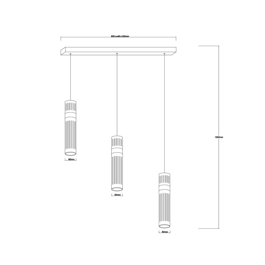 LED pakabinamas šviestuvas AMBIENTE ant laido 3xLED/6W/230V 3000/4000/6000K juodas