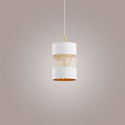LED pakabinamas šviestuvas ant laido BOGART 1xE27/15W/230V balta/auksinė