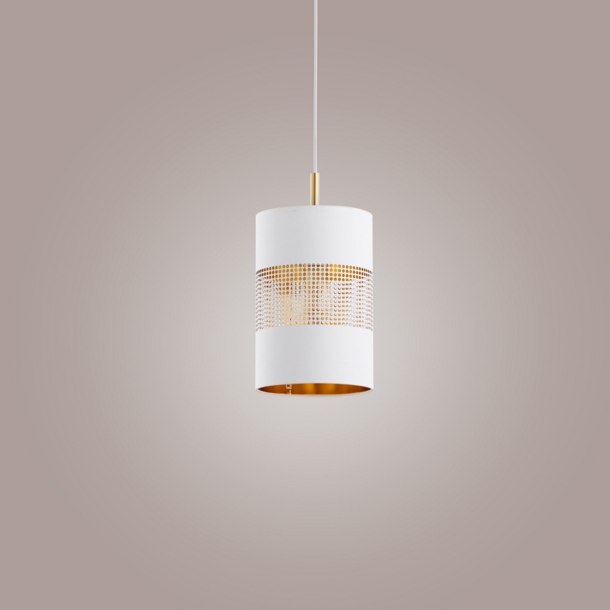 LED pakabinamas šviestuvas ant laido BOGART 1xE27/15W/230V balta/auksinė