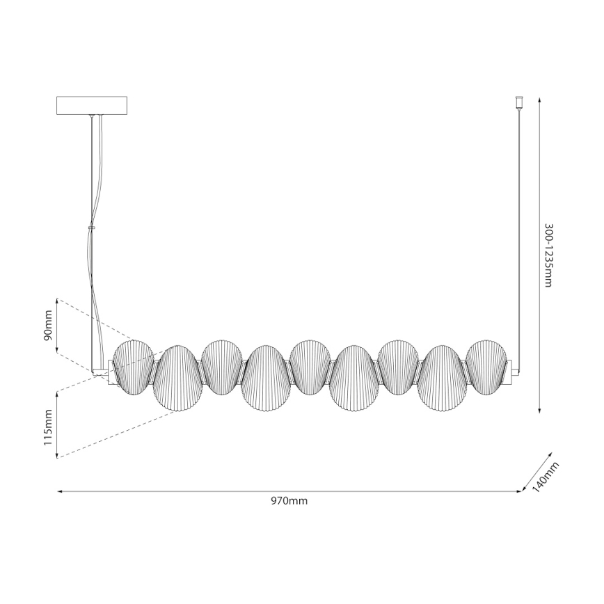 LED pakabinamas šviestuvas ant laido BOLLA LED/32W/230V blizgus chromas/dūminė pilka