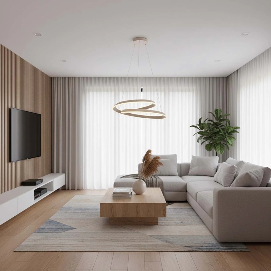 LED pakabinamas šviestuvas ant laido CASHMERE LED/75W/230V Ø 60 cm, smėlio spalvos