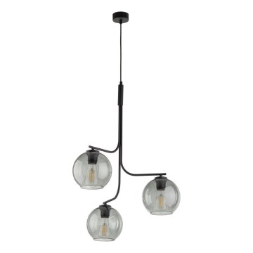 LED pakabinamas šviestuvas ant laido CESAR 3xE27/15W/230V juoda/dūminė pilka