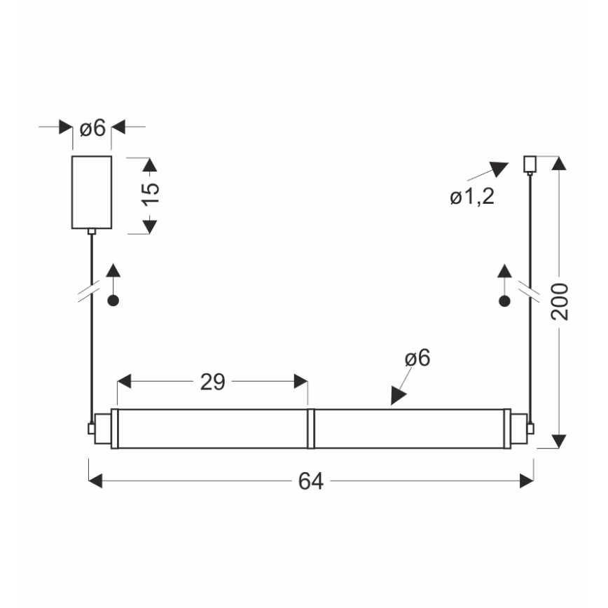 LED pakabinamas šviestuvas ant laido CORTE LED/18W/230V juodas