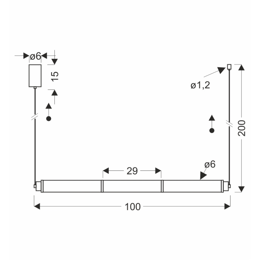 LED pakabinamas šviestuvas ant laido CORTE LED/25W/230V juodas
