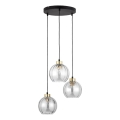 LED pakabinamas šviestuvas ant laido DEVI 3xE27/15W/230V juodas/skaidrus