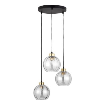 LED pakabinamas šviestuvas ant laido DEVI 3xE27/15W/230V juodas/skaidrus