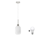 LED pakabinamas šviestuvas ant laido HARMA 1xE27/60W/230V skersmuo 14 cm matinis chromas/balta
