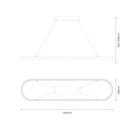 LED pakabinamas šviestuvas ant laido LED/45W/230V auksinis