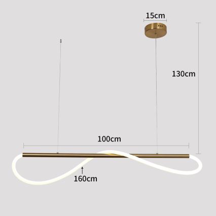 LED pakabinamas šviestuvas ant laido MELECA LED/24W/230V 3000/4000/6000K 100 cm auksinis