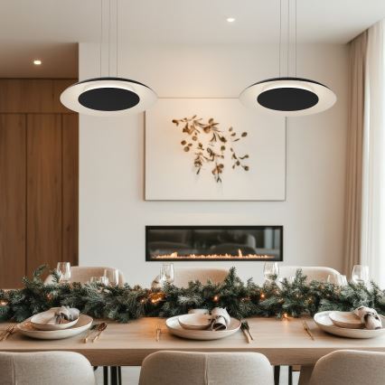 LED pakabinamas šviestuvas ant laido PIATTINO LED/30W/230V 2700/3200/4000K Ø 40 cm juodas