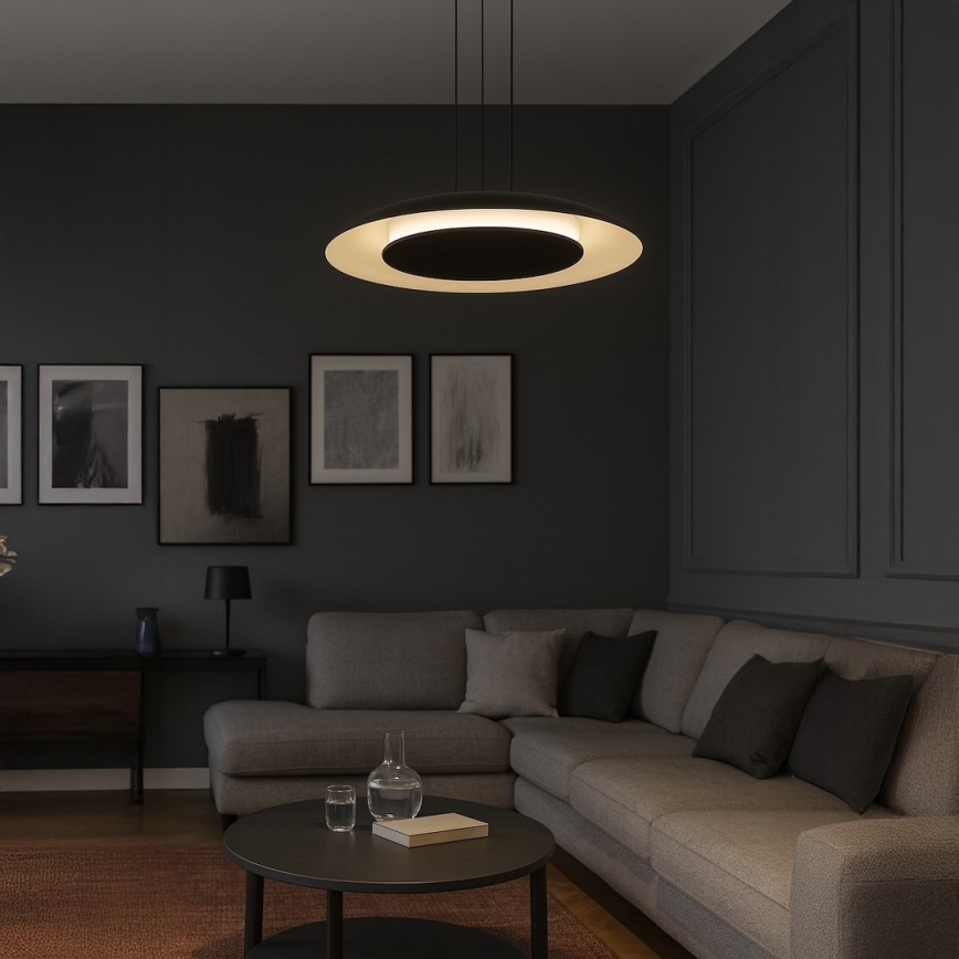 LED pakabinamas šviestuvas ant laido PIATTINO LED/30W/230V 2700/3200/4000K Ø 40 cm juodas